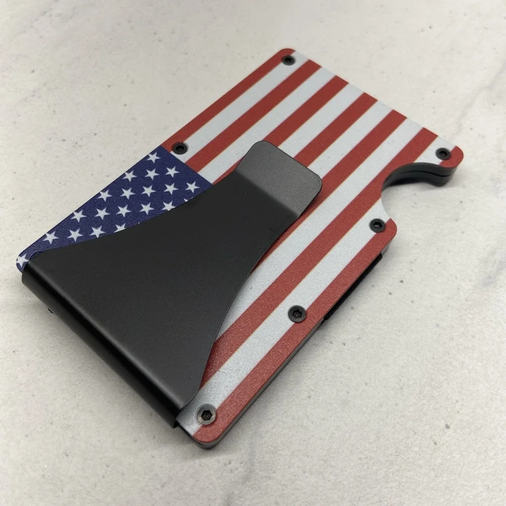 Metal Slim‎ Patriotic American Flag RFID Blocking Wallet